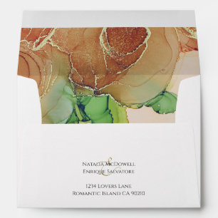 Romantic Rust Brown Floral Wedding Envelope