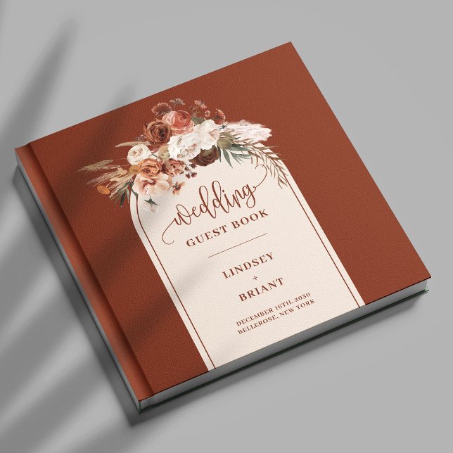 Romantic Rust Pampas Grass Boho Floral Guest Book (Romantic Rust Pampas Grass Boho Floral Guest Book)
