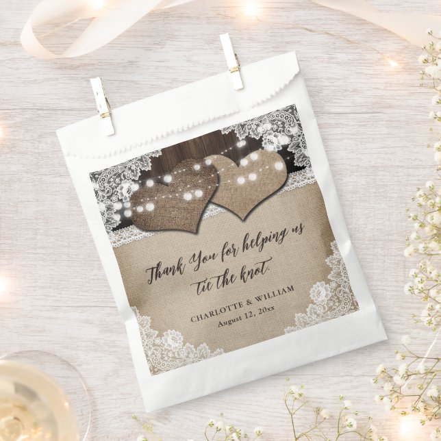 Romantic Rustic Country Thank You Wedding Favour Bag (Clipped)