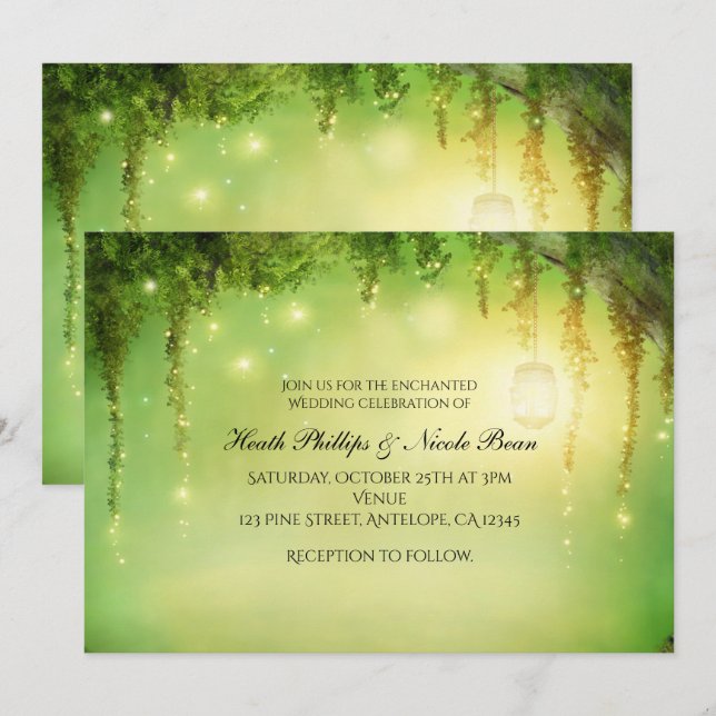 Romantic Rustic Enchanted Forest Tree Invitations (Front/Back)