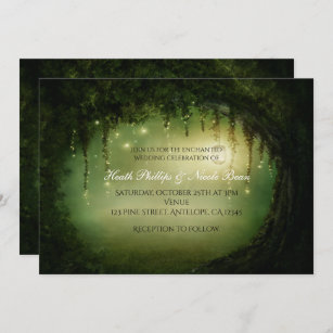 Romantic Rustic Enchanted Forest Tree Invitations