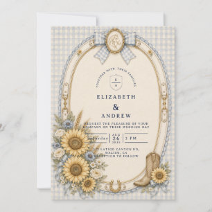 Romantic Rustic Sunflower Wedding Invitation