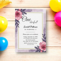 Romantic Rustic Watercolor Floral 1st Birthday