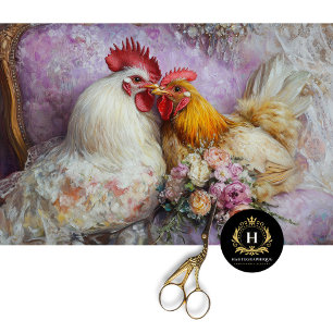 Romantic Rustic Wedding Chickens Decoupage Tissue Paper