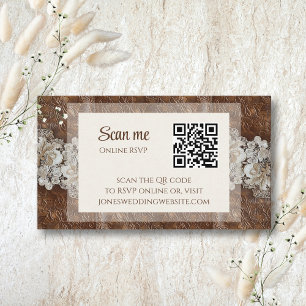 Romantic Rustic Western Country Leather and Lace Enclosure Card
