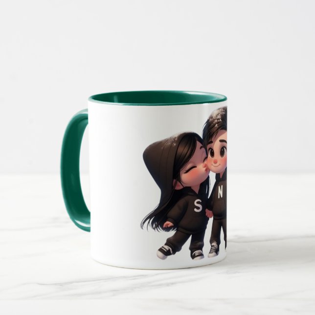 "Romantic S + N Monogram – A Symbol of Love" Mug (Front Left)