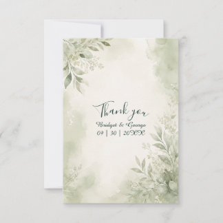 Romantic Sage Eucalyptus Wedding Greenery Thank You Card