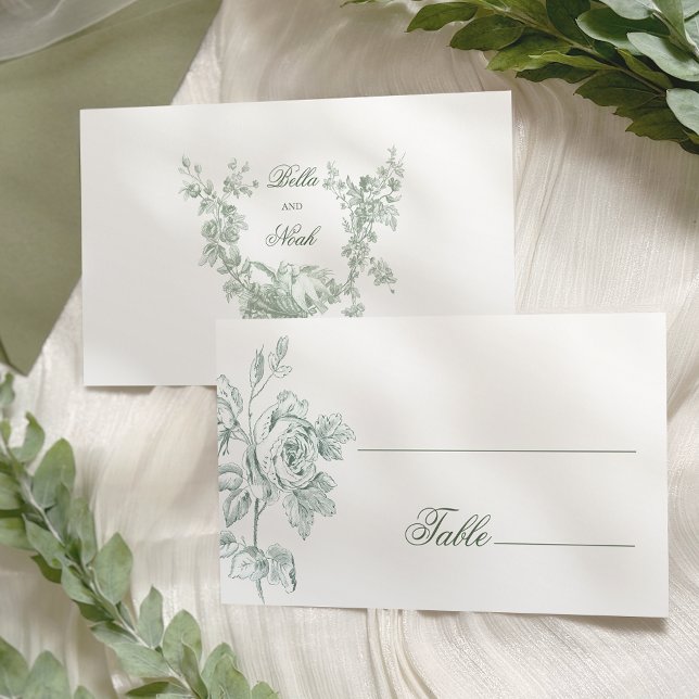 Romantic Sage Floral Wedding Place Card (Creator Uploaded)