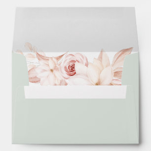 Romantic Sage Green and Blush Pink Roses Wedding  Envelope