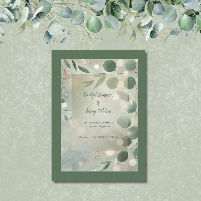 Romantic Sage Green Eucalyptus Wedding Invitation (Creator Uploaded)
