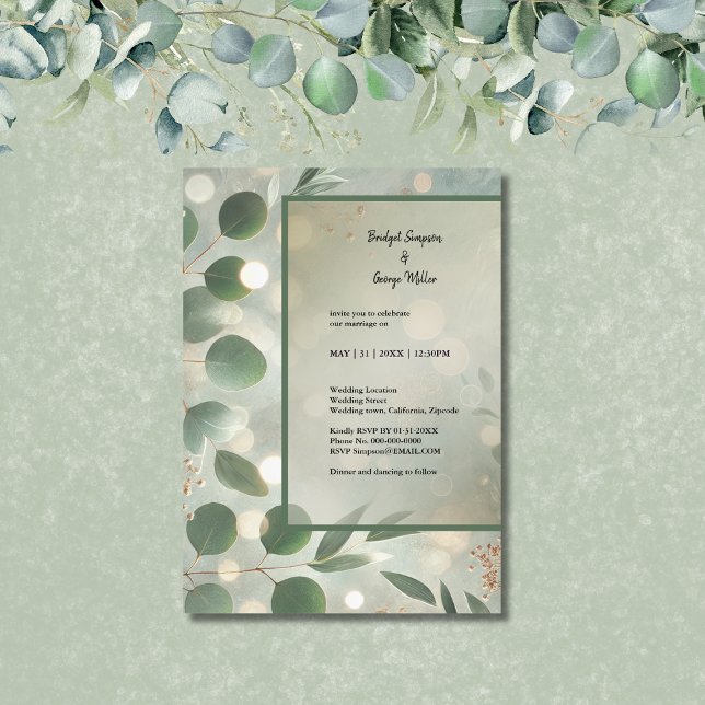 Romantic Sage Green Eucalyptus Wedding Invitation (Creator Uploaded)