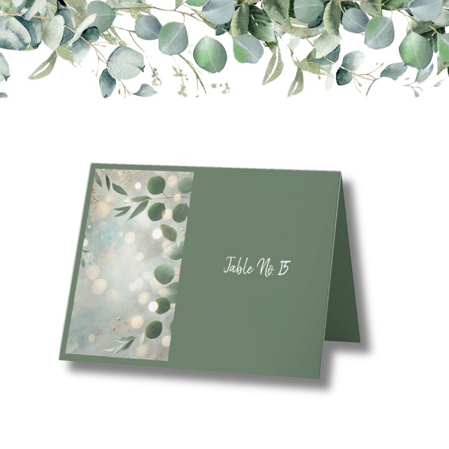 Romantic Sage Green Eucalyptus Wedding table card (Creator Uploaded)