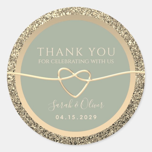 Romantic Sage Green Wedding Stickers for Favours (Front)