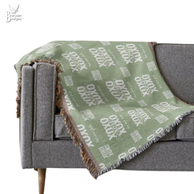 Romantic Sage XOXO Love Never Fails Valentines Throw Blanket (Fun XOXO Couples Valentine woven blanket with customizable text. Ideal for couples all year round.)