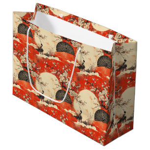 Romantic Sakura Kimono Couple Pattern (1) Large Gift Bag