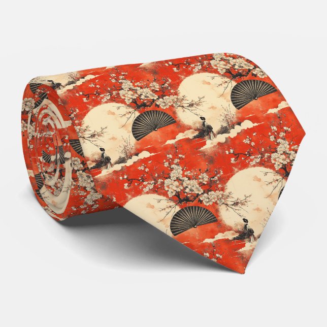Romantic Sakura Kimono Couple Pattern (1) Tie (Rolled)