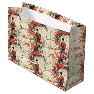 Romantic Sakura Kimono Couple Pattern (2) Large Gift Bag