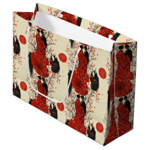 Romantic Sakura Kimono Couple Pattern (4) Large Gift Bag