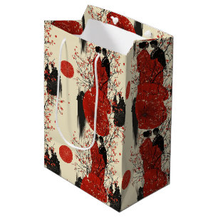 Romantic Sakura Kimono Couple Pattern (4) Medium Gift Bag