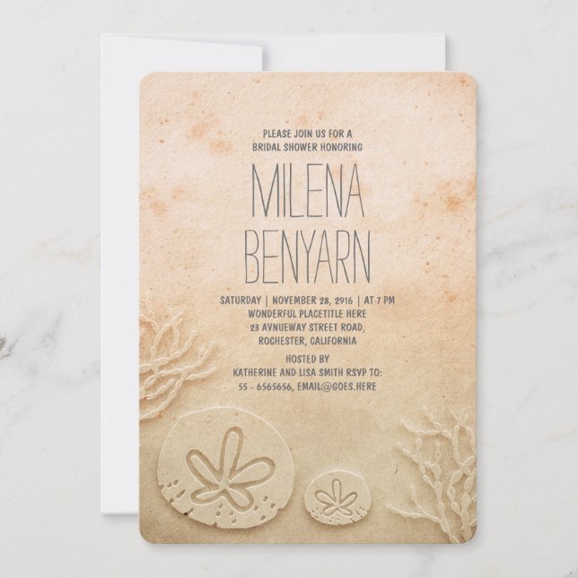 Romantic Sand Dollar Beach Bridal Shower Invitation (Front)