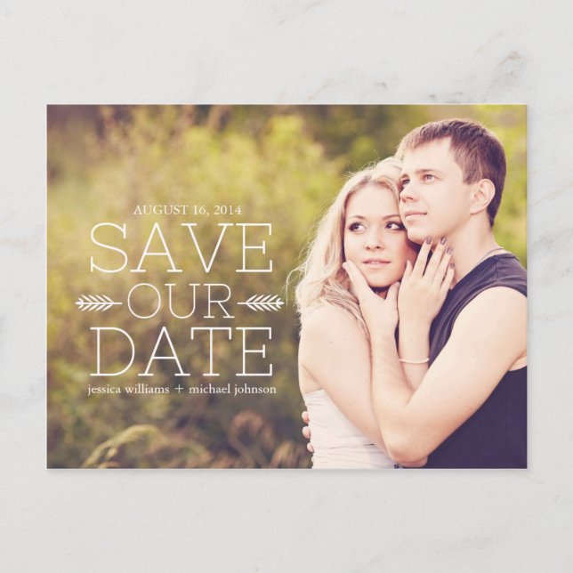 Romantic Save the Date Announcement Postcard (Front)