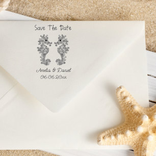 Romantic Save the Date Seahorse Self-inking Stamp