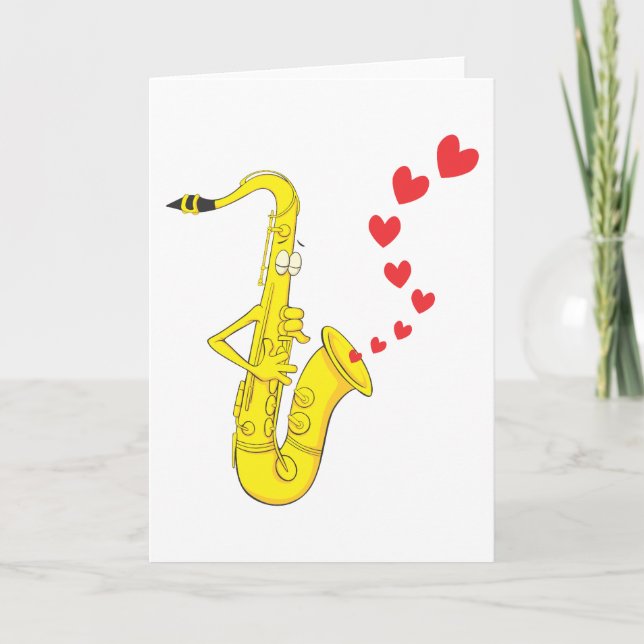 Romantic Saxophone Serenading Card (Front)