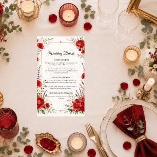 Romantic Scarlet Floral Elegance Wedding Enclosure Card