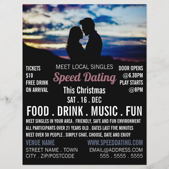 Romantic Scene, Speed Dating Event Advertising Flyer (Front)