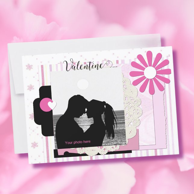Romantic Scrapbook Photo Valentine Holiday Card (Creator Uploaded)