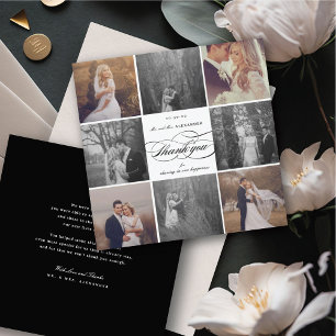 Romantic Script 8-Photo Elegant Wedding Design Thank You Card