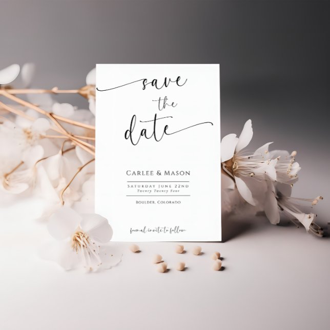 Romantic Script Black and White Save the Date (Creator Uploaded)