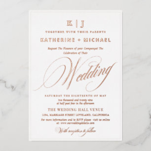 Romantic Script Calligraphy Monogram Gold Wedding