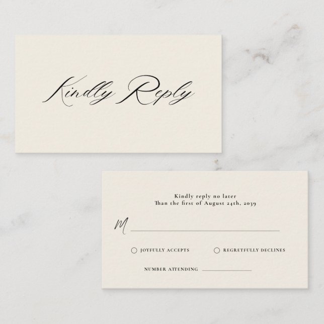 Romantic Script Calligraphy QR Code Wedding RSVP  Enclosure Card (Front/Back)