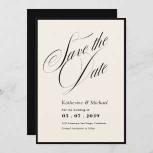 Romantic Script Calligraphy QR code Wedding Save The Date
