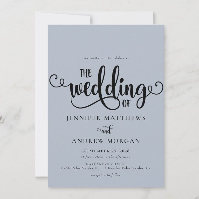 Romantic Script | Calligraphy Wedding Invitations (Front)