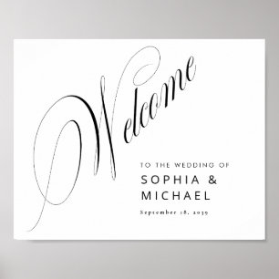 Romantic Script Calligraphy Wedding Welcome Sign