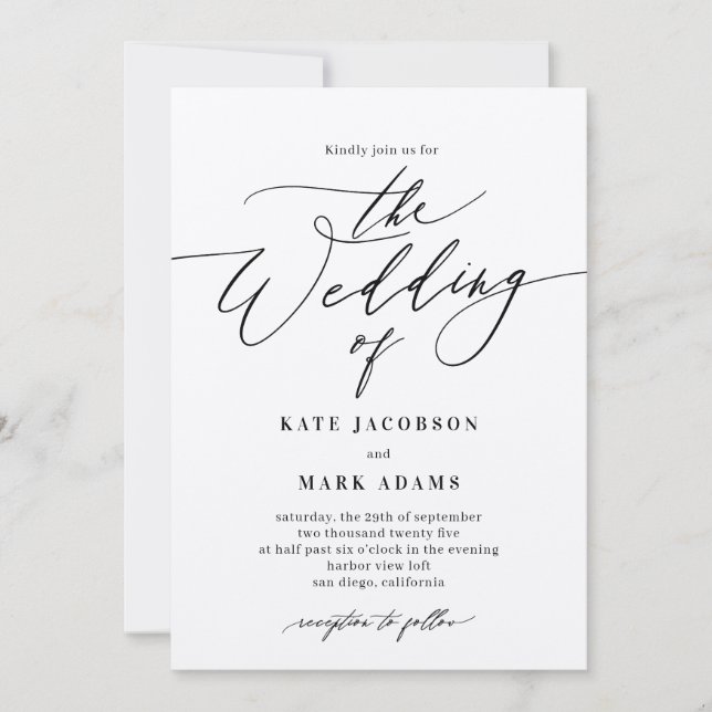 Romantic Script EDITABLE COLOR Wedding Invitation (Front)