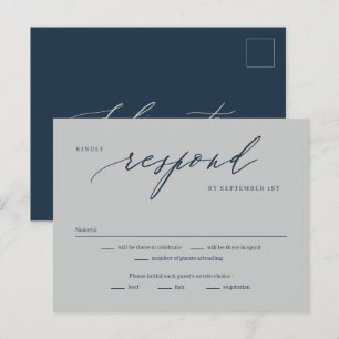 Romantic Script Editable Colour RSVP Reply Card