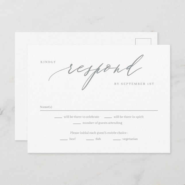 Romantic Script Editable Colour RSVP Reply Card (Front/Back)