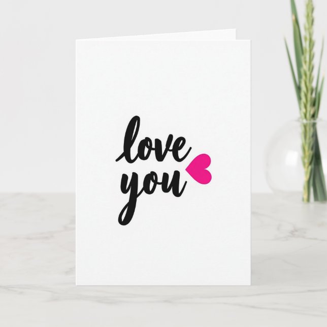 Romantic Script Love You Heart Foil Card (Front)