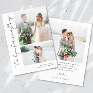 Romantic Script Multiple Photo Wedding Thank You Card