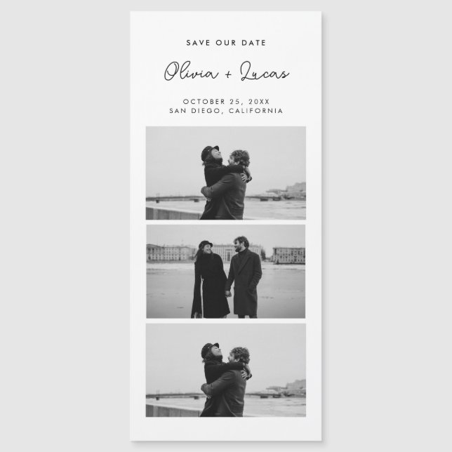 Romantic Script Photo Strip Magnetic Wedding (Front)