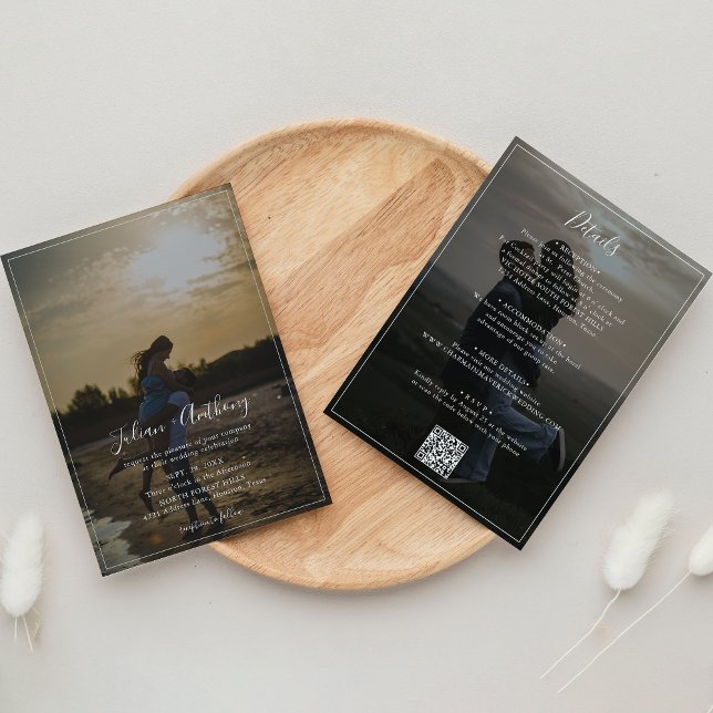 Romantic Script Photo Wedding All in one  Invitation (Creator Uploaded)