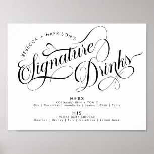 Romantic Script Signature Drinks Wedding Bar Poste Poster
