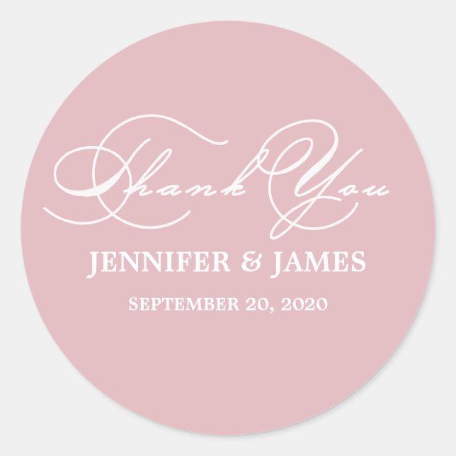 Romantic Script Thank You Wedding Favour Label (Front)