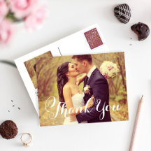 Romantic Script Thank You Wedding Photo