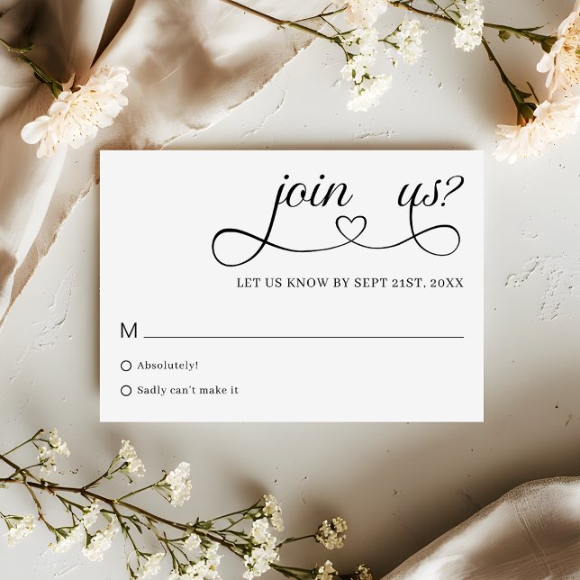 Romantic Script Typography Minimalist Wedding RSVP Card (Creator Uploaded)