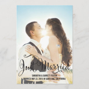 Romantic Script Wedding Announcement - Black