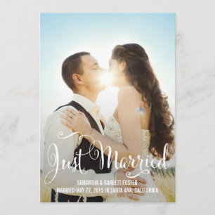 Romantic Script Wedding Announcement - White